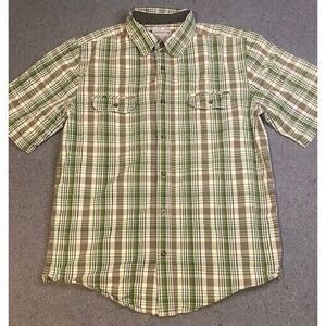 CARHARTT LARGE short sleeve Button Down PLAID‎ shirt COTTON relaxed fit